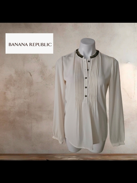 Banana Republic Tops - Banana Republic Heritage Collection Women Ivory Long Sleeve Blouse XS